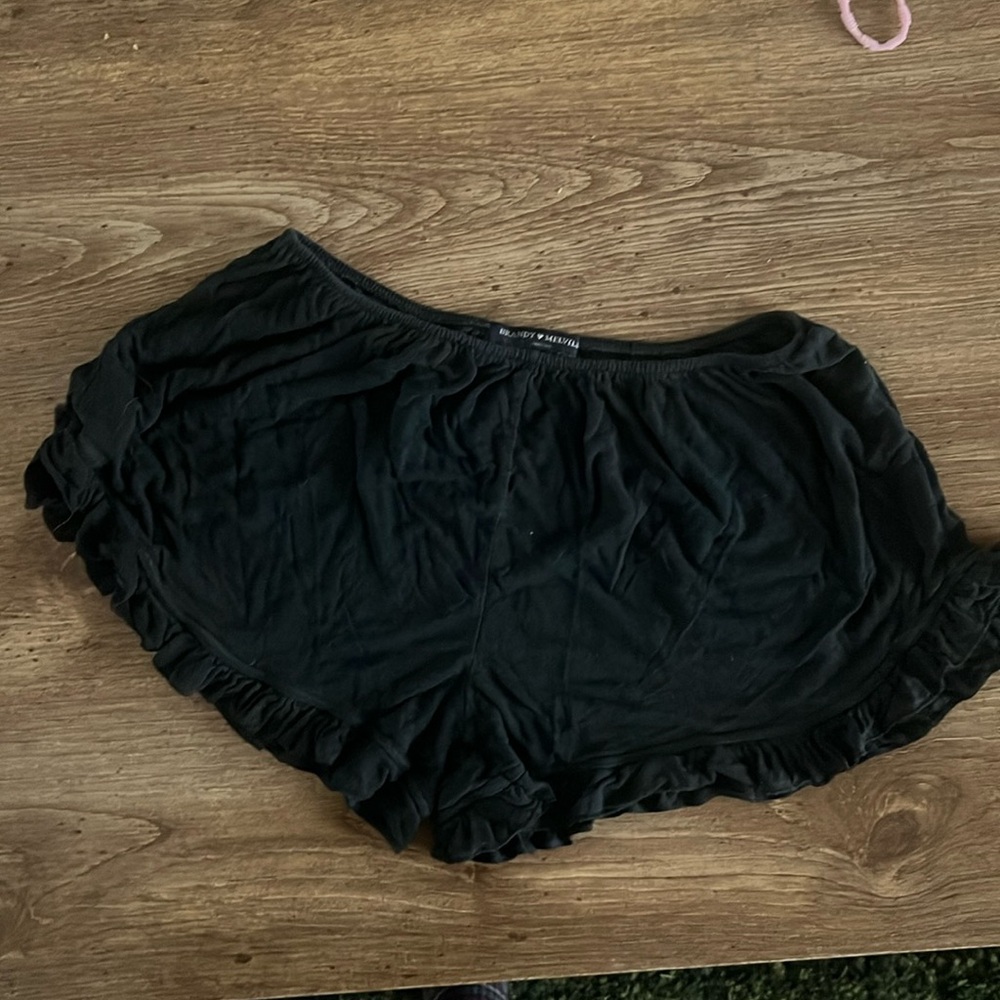 Brandy Melville Black Ruffle Hem Lounge Shorts